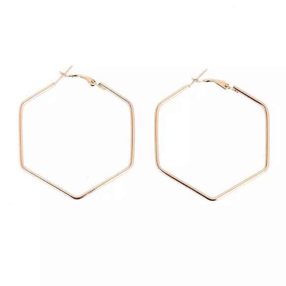 NEW!๐๐ROSE!๐๐GOLDEN! HEXAGON HOOPS!๐๐MODERN! - Picture 5 of 7